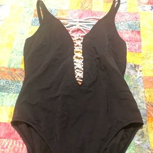 Plunge neck form flattering swimsuit